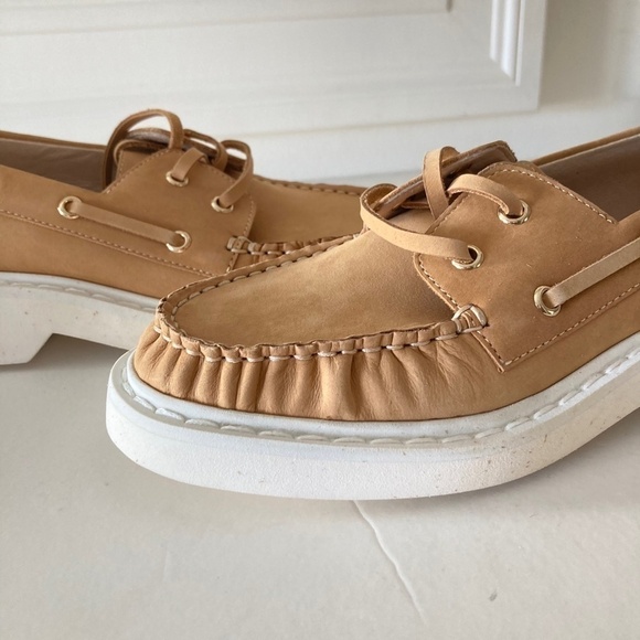 NWOT Cecelia New York Anthropologie Tan Leather Reedy Platform Loafers Sz 6 - Picture 2 of 8